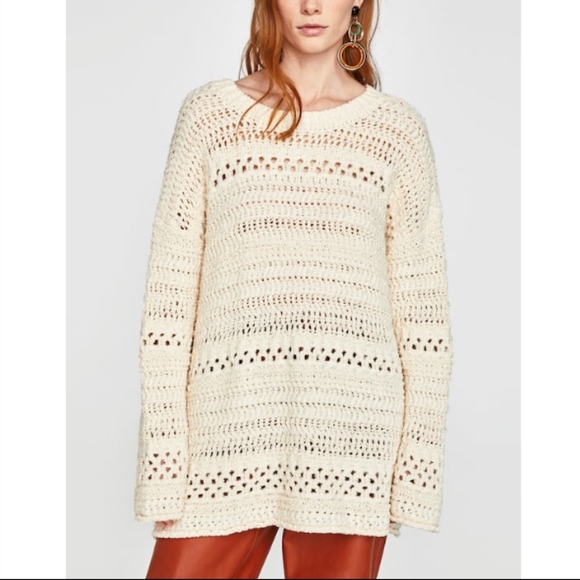 zara open knit sweater